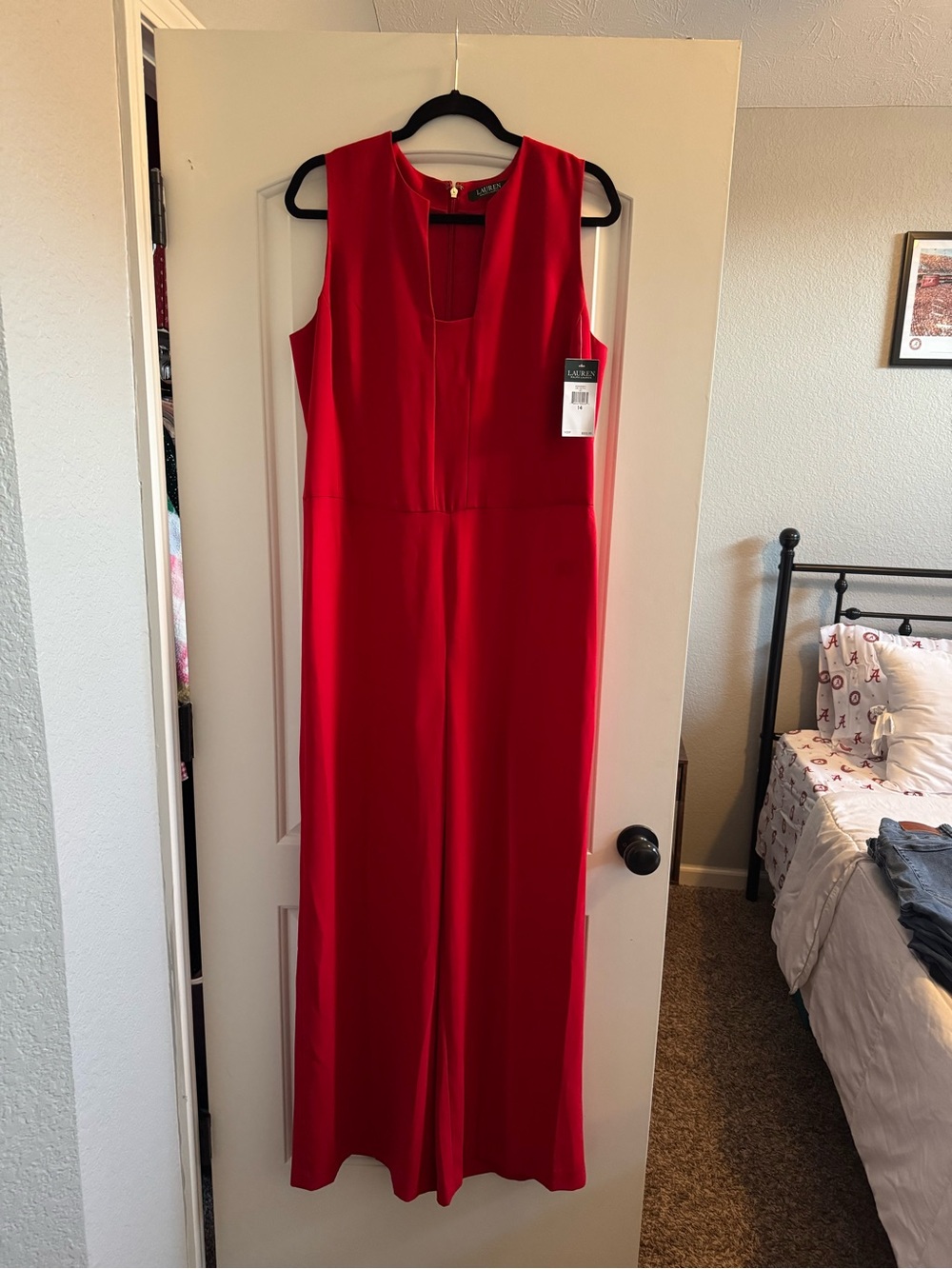 Ralph Lauren Red Sleeveless Wide-Leg Jumpsuit